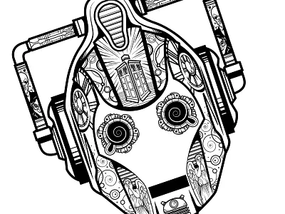 Doctor Who Cyberman cyberman darlek day of the dead doctor who line art tardis weeping angels