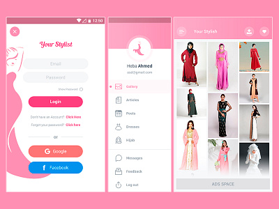 Your Stylist app flat desing photoshop ui design ux design