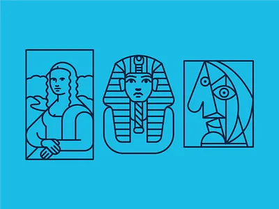 Artworks illustration king tut mona lisa picasso