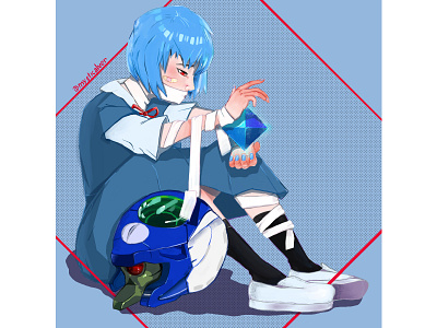 Ayanami Rei angel ayanami rei bandage evangelion fanart girl illustration mecha nge robot