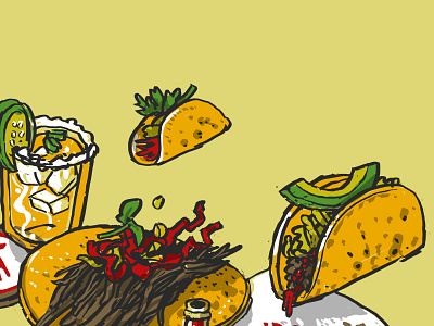Tacos mural sketch 1 art drawing food illustration isometric margarita mural plan sketch taco