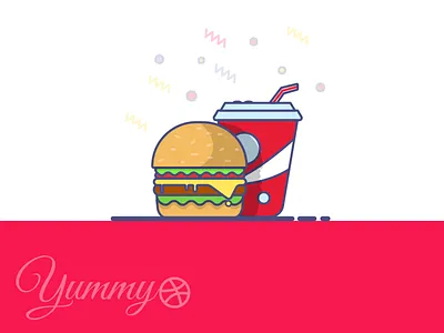 Burger & Drinks illustration