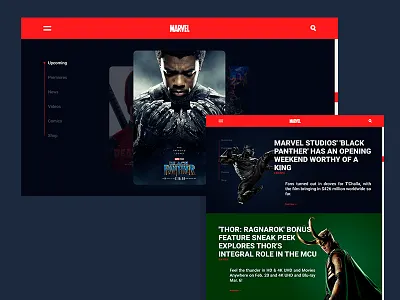 Marvel website concept more avengers black panther deadpool ironman loki marvel thor web website