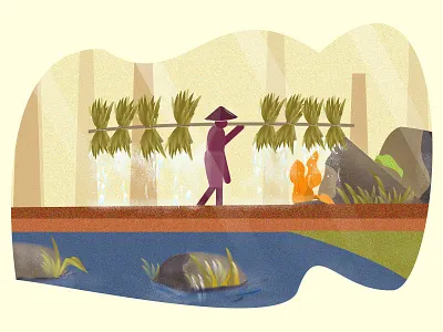 Farming farm farming green illustration photoshop villages