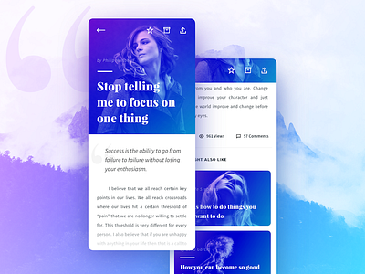 Blog app concept design app blog color font gradient iphone x mobile photo post read typography ui