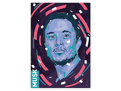 Elon Musk Portrait alex escu art elon musk emotions girl illustration illustrator musk portrait poster print vector