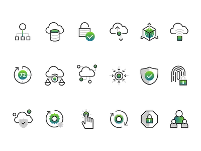 Cloud and security icon set cloud icon illustration monoline process secure security user