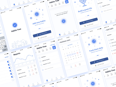 Habits Tree chart flat habits illustration ios light mobile progress shadows ui ux white