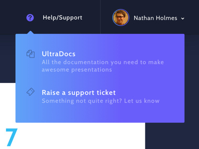 Help Dropdown app dropdown gradient help interaction modal support ui user interface ux web design webapp
