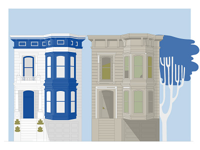 Cities - San Francisco city illustration digital illustration san francisco sf usa victorian era victorian house