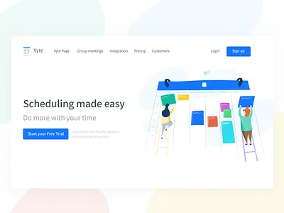 Vyte 2.0 calendar drawing illustration meetings page scheduling sketch vyte