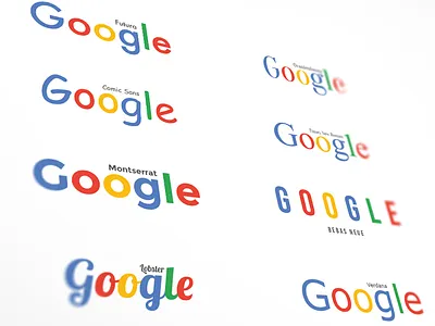 Google in Different Fonts branding fonts futura google google colors kerning montserrat typography