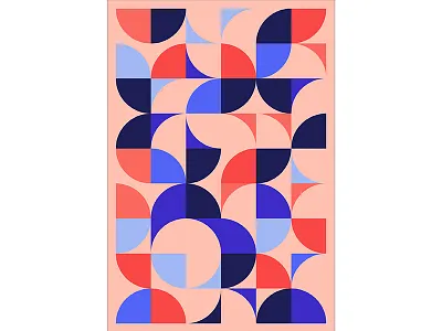 Geometric Poster Series 5, Poster 2 abstract blue circle colorful geometry graphic design illustration modern playful poster print design red