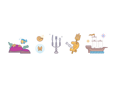 Mermaid 2 disney fish fork icons little mermaid princess ship