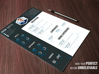 Resume Business Template black business education flat hobbies resume white