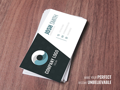 Business Card Template black business card fakename flat josh logo template white
