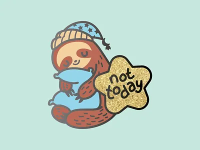 Not Today Sloth Enamel Pin animal cute lazy pin sleepy sloth star