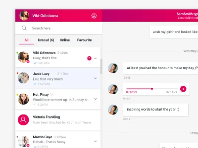 Message System chat desktop messenger pink