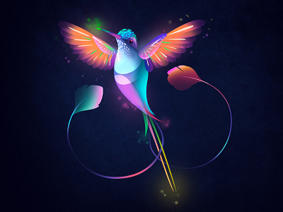 Dark space gradient birds colorful dark space dreams gradient hardcore illustrations