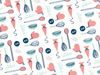 Xo Bakes Pattern bakery brand design brand pattern branding illustration pattern xo