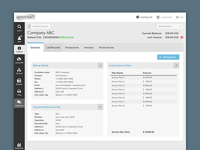 Phone System Dashboard app blocky dashboard desktop flat interface solid ui web