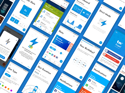 Impel Lockscreen App app appui blue blue app design lockscreen productivity app slots ui ui design ux