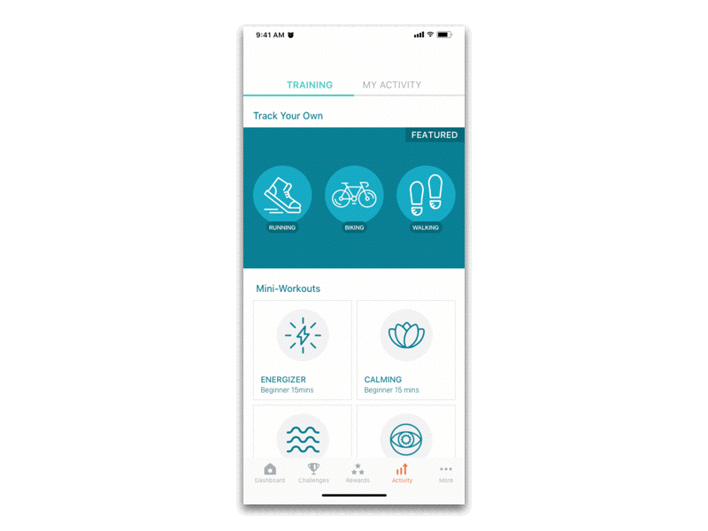 Activity Screen Interaction activity animation fitness interaction principle prototype