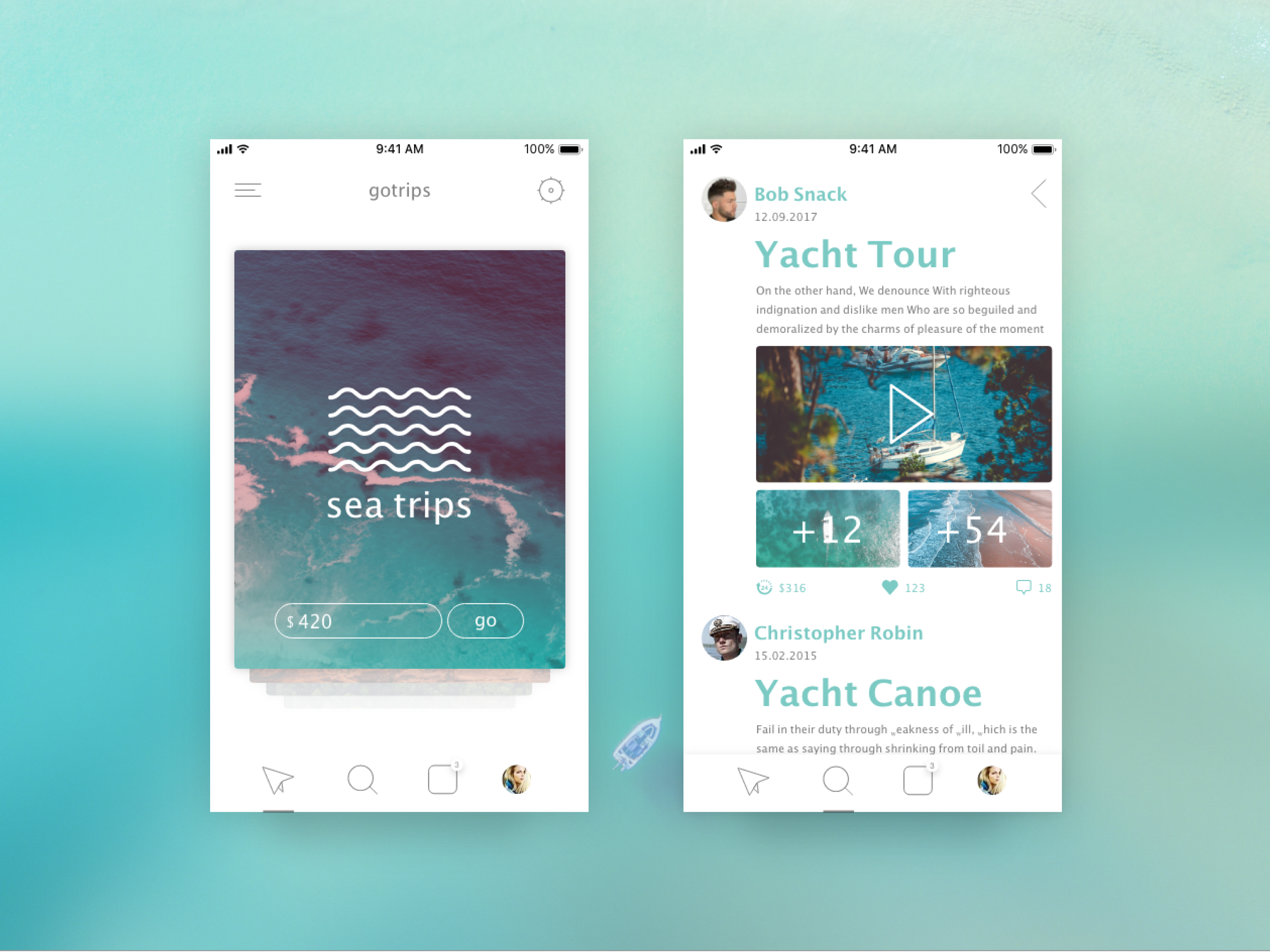 Gotrips App app app design application concept journey sea tour travel travel app traveling trip trips ui ui design uidesign uiux ux ux design uxdesign voyages