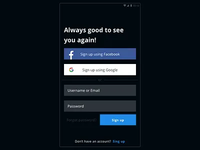Sign In dark minimal mobile sign in simple ui ux