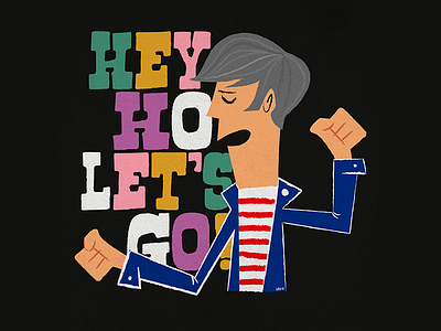 Carlos 60s cartoon character hey ho lets go illustration lore vigil escalera lov e ramones