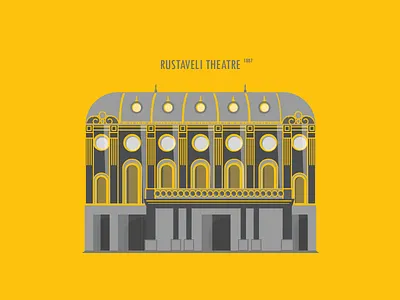 THEATRE 1887 architecture illustration rustaveli theatre yellow