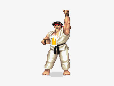 Ryu Celebration capcom hadouken illustration nintendo pixel pixel art ryu shoryuken street fighter super nintendo