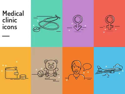 Medical Clinic Icons graphics icons medical medicine mono line simple vector