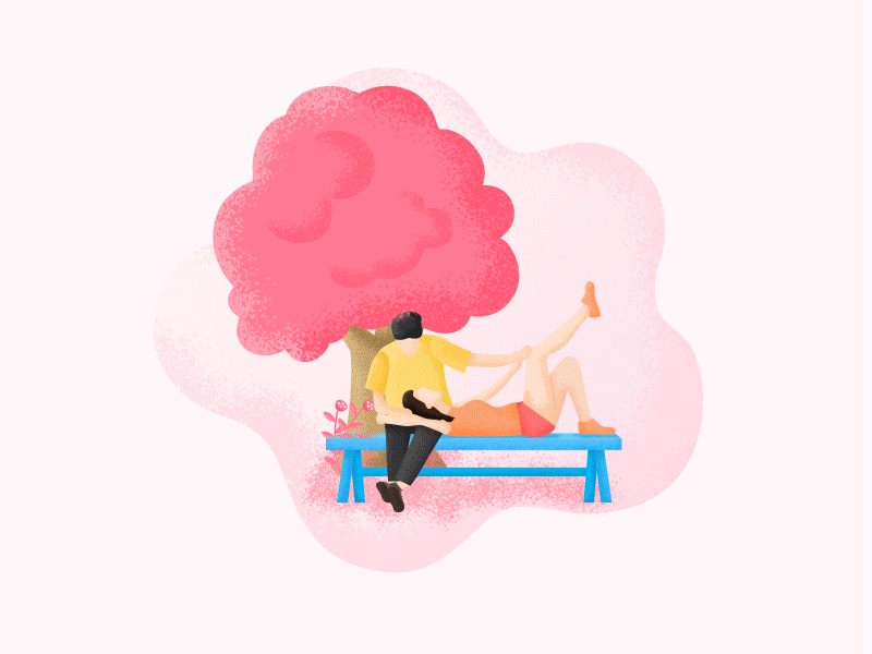 Life with you boy flower girl illustration life love season talk tree