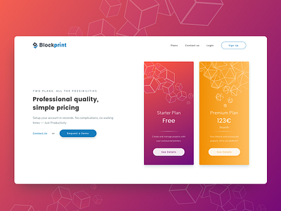 Industrial and 3D Printing Web Platform - Pricing Plans 3d blockchain clean features forms illustration plans pricing printing ui