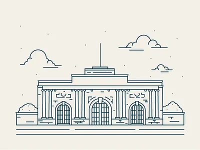Presidential Palace 2d architecture building city cloud design flat illustration line logo vector