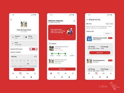 Labsy – Reliable Tests, Right at Home. app bloodtestapp figma healthcareui minimal design mobile ui ux