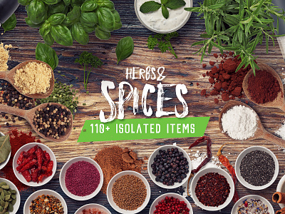 Spices - Isolated Food Items food herbs hero heroimage isolated mock up mockup photography scene spice spices topview