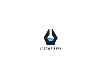 Labowritery Logo boil chemical chemistry flask ink lab laboratory logo logo design pen startup writing