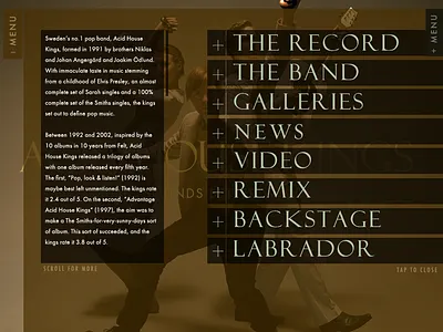 Acid House Kings oPad App Menu Screen creative direction design ui design ux design