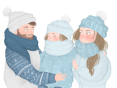 Illustraitions for NIVEA ad compaign ad advertisement blue family fun illustration love project winter