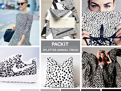 Packit Trend Board: Splatter Animal Trend board layout mood board trend trend board