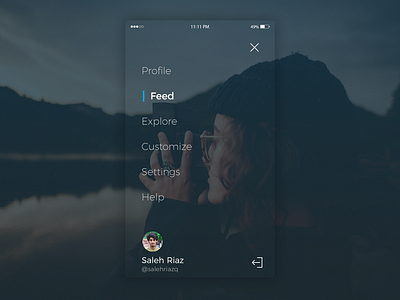 Wanderlust - Side Menu for iOS Mobile App clean flat ios minimal mobile photography side menu social travel ui ux wanderlust