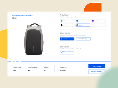 Product configuration and checkout backpack bag bobby business checkout configurator design promo ui ux web website