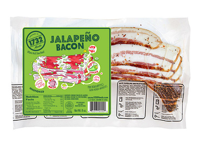1732 Meats Jalapeño Bacon brand design cpg food packaging design graphic design label design packaging design