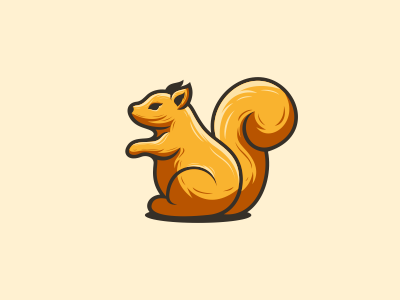 squirell logo beard black brand branding cute design fox identity kyubi logo tail wise