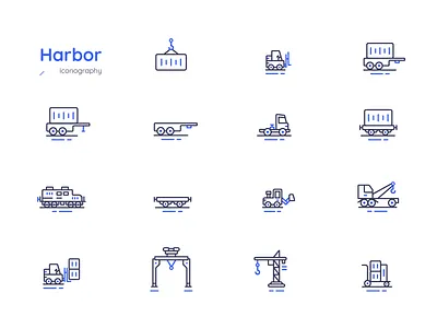 / Intrmodl / Yard iconography blue harbor iconography illustrations vector