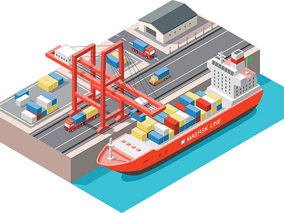 Isometric Ship isomertic port ship