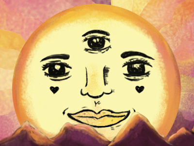 A happier sun digital painting eyes hippie illustration psychodelic sun