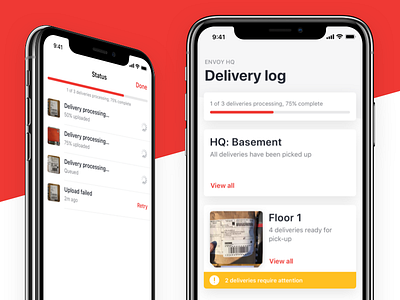 Deliveries Status cards delivery design ui iphone loading mobile status upload ux